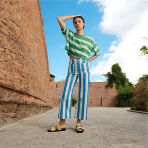 HARD TO FIND! NWOT Anthropologie Maeve Colette Cropped Wide-Leg High Rise Jeans